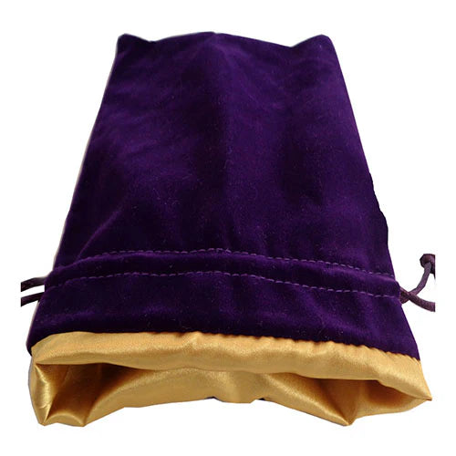 FanRoll Dice Bag Velvet Purple with Gold Satin Small