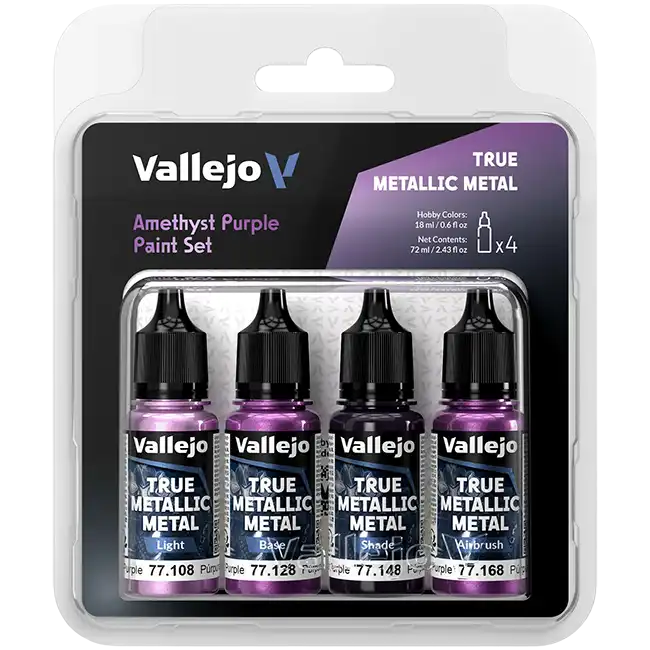 Vallejo: True Metallic Metal: Set 4 colors: Amethyst Purple Paint Set